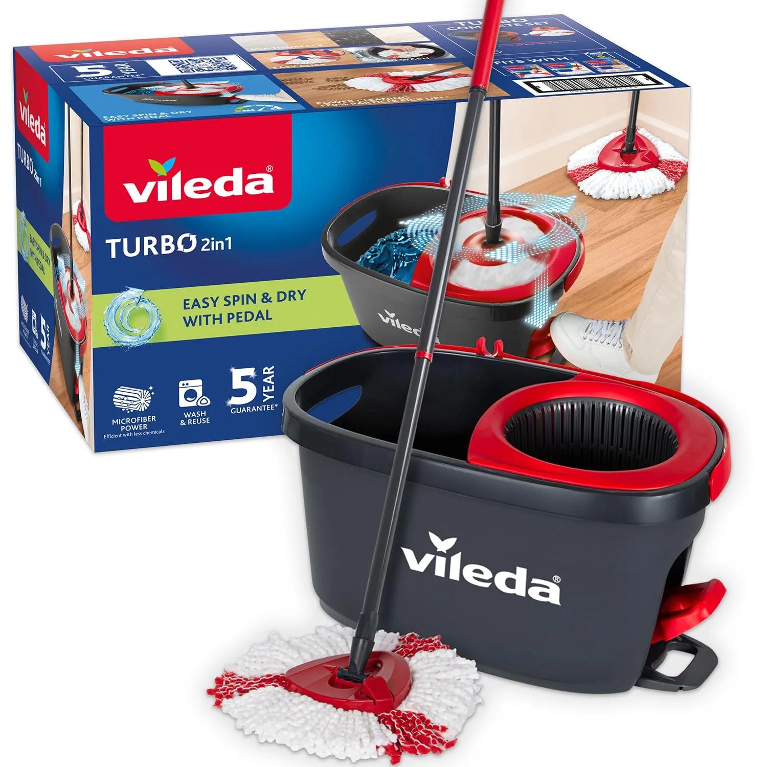 Vileda Turbo 2-in-1 Pedal Mop & Bucket Cleaning Set, 5-Year Warranty Product Image