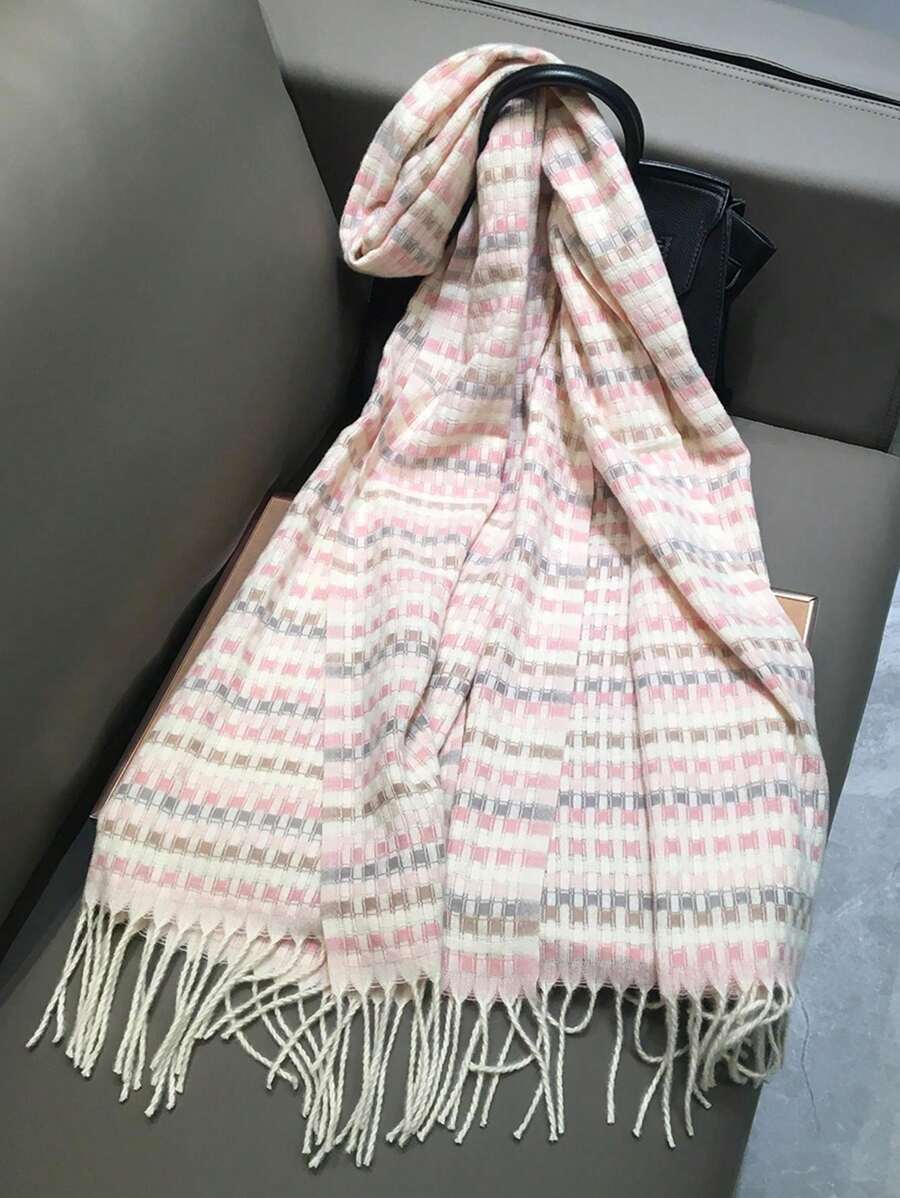 وشاح شتوي جديد بنقشة مربعات – طراز كوري للنساء والرجال